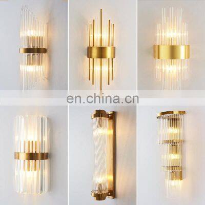 Nordic Light Luxury Wall Lamp E14 Crystal Pillars Rotated Slim Waist Corridor Lights E14 For Sitting Room Background Wall Lights