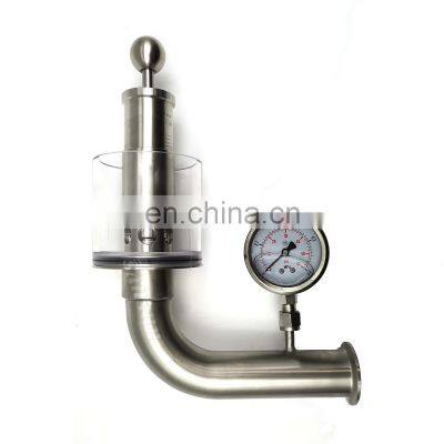 Sanitary Air Exhaust Valve Stainless Steel Air Pressure Exhaust Valve With Pressure Gauge