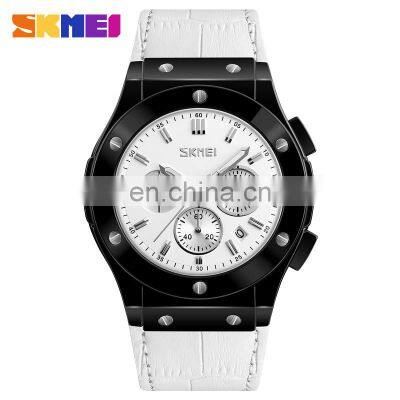 Genuine leather boy wristwatch support custom logo luxury brand Skmei 9157 top quality business men watch