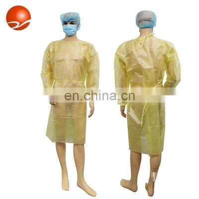 Waterproof Long Sleeve PP PE Coated PP Factory Price Anti-Bacteria Isolation Gown