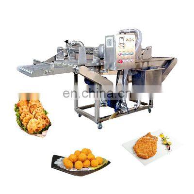 nugget meat automatic cake fill peanut fried chicken coating batter and bread battering machine