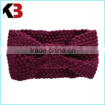 2016 Factory acrylic winter bow knitted lady headband fashionable women warm knitted headband