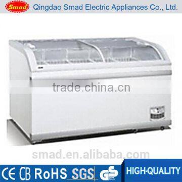 single-temperature sliding tempered glass door dispaly chest freezer with CE/CB/ROHS