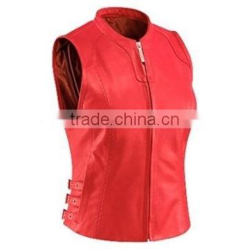 Red sheep leather vests