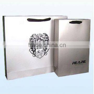 silver stamp lamination paper bag, printed custom made paper shopping bags