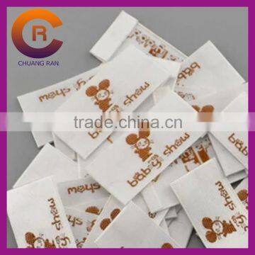 White ribbons gold logo printed custom made cheap clothing brand labels