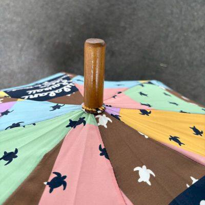 Wooden Handle Curved Handle Straight Pole Umbrella Cute Small Fresh Long Handle Umbrella Full Version Printed Sunny Umbrella Factory Customization photo-4