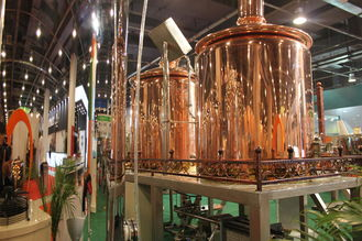 Semi Auto Steam Copper Brewing Equipment , 500L Microbrewery Machine photo-2