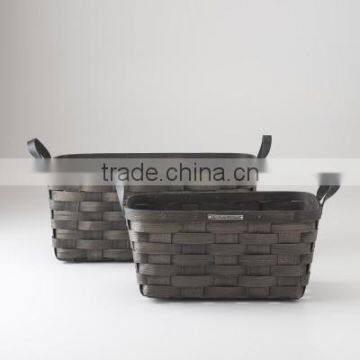 High quality best selling eco-friendly Rectangular Handmade Woven BambooBasket-Ash Color from Vietnam