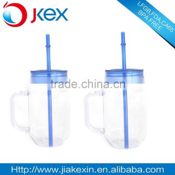 Beverage bottle mason jar drinking plastic with handle