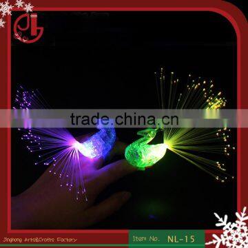 Kids Toys Peacock Finger Ring,Led Finger Light, Fiber Optic Light Party Decoration