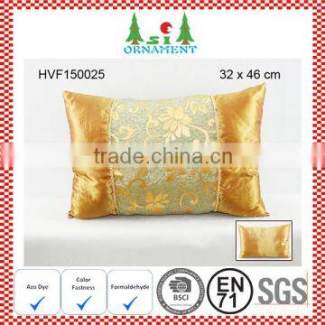 Plain gold with floral pattern satin cushion pillow