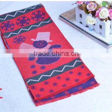 Good Quality Fashion Baby Boys Girls Snowflower and Snowman Knitted Cashmere Scarf for Christmas photo-6