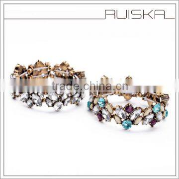 Antique Gold Plating Elastic Acrylic Bracelet photo-2