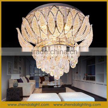 Classic fashion silver frame led k9 crystal lotus flower ceiling deco pendant light