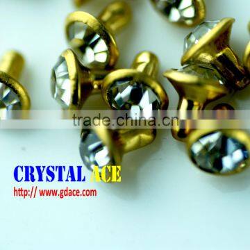 On sale silver,gold, fashion 10mm decorative strass rivets, leather spike cone studs