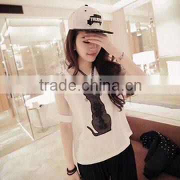 Women's tee shirt digital print chiffon loose style