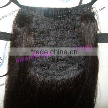 high quality cheap long human hair ponytail black color