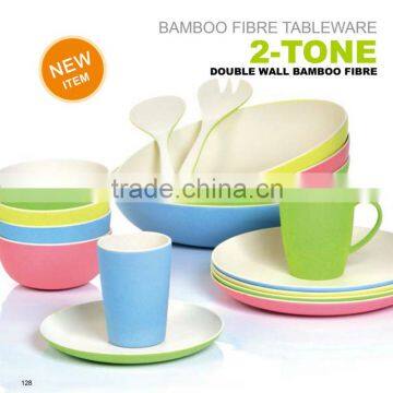 new double decal shaped cup bowl plate fastion eco-friendly bamboo firbre tableware dishes dinner set