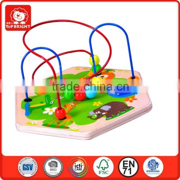 EN71 and ASTM test new colorful baby children wooden toy mini around beads wire maze