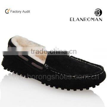 Warm Winter style with sheep skin men boat shoes