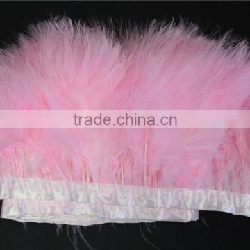 Handmade Pink Turkey Feather Trim For Party Dress Decoration