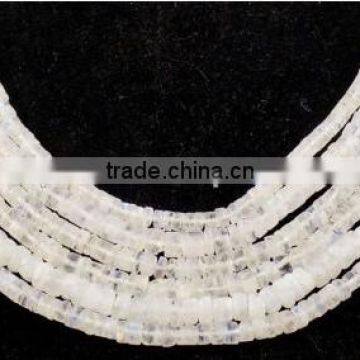 4 Strands Natural Blue Fire Rainbow Moonstone Smooth Tyre 5mm Drilled Beads Strand,13" Long Strand,Blue Flash Moonstone