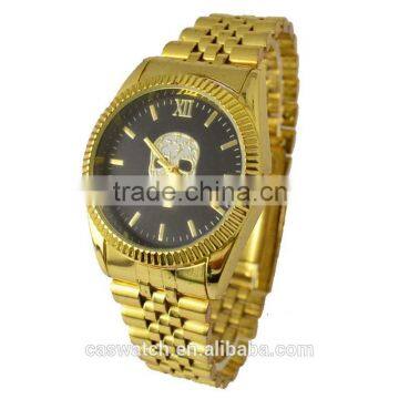 Nickel free IP plating Alloy classic Quartz goldlis Skeleton watch