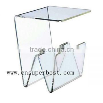 New design clear acrylic end table with magazine organizer