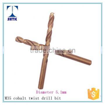 factory direct supply, M35 cobalt, drill bit, twist drill bit Dia 5.1mm