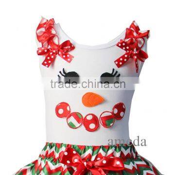 Girls Xmas Red Polka Dots Green Chevron White Tank Top