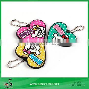 Sinicline Heart Shape Rubber Label for Garment with Ball Chain