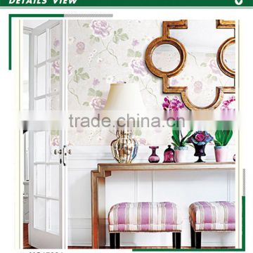 closeout golden edge non woven wallpaper, pastoral floral wall decal for home interior , decoration wall mural distributor