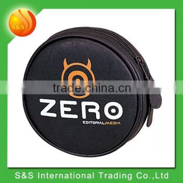 popular round PU leather CD case with 12 CD inside