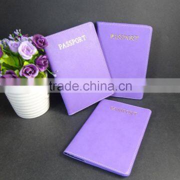 Gold Hot Stamping Purple Leather Passport Holder photo-4