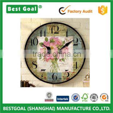 Vintage flower design home decor wall clock