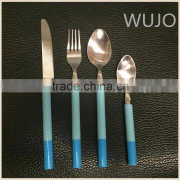 mirror polish stainless steel cutlery set with plastic handle