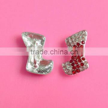 stock 20*12 mm rhinestone Christmas stocking button slider for ribbon 3/8" hair bow center(BTN-5392)