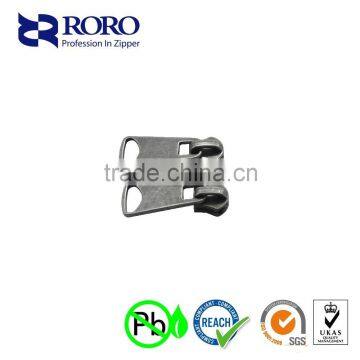 RORO1523#5 zinc alloy silver white plastic zipper silder and puller design