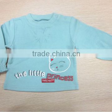 wholesale kids girls shirt light blue plain baby shirt cartoon baby t shirt