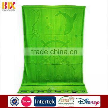 High Quality 100% Cotton Beach Towel Green Velour Jacquard Towel Cheap Wholesale photo-1