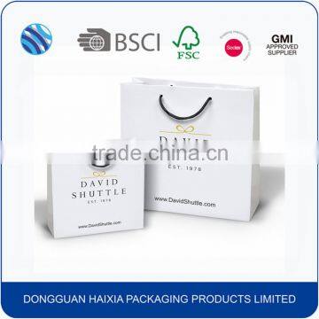 Eco friendly paper baggarment shopping bag with drawstring