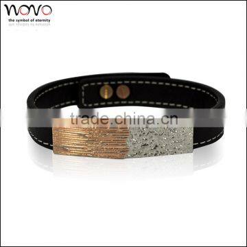 dongguan jewelry factory stainless steel male leather braceletmen fashion bracelet