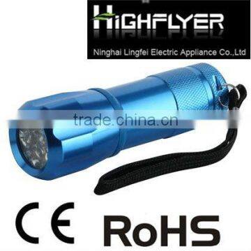 9 LED Aluminum torch with fluorescence for promotional gift LFL215-H9