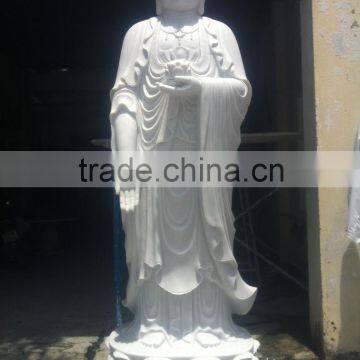 Standing Shakyamuni Buddha Statue Marble Stone Hand Carving Sculpture For Pagoda Garden