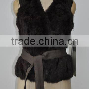 women fashion knitted real rabbit fur vest LK16F129