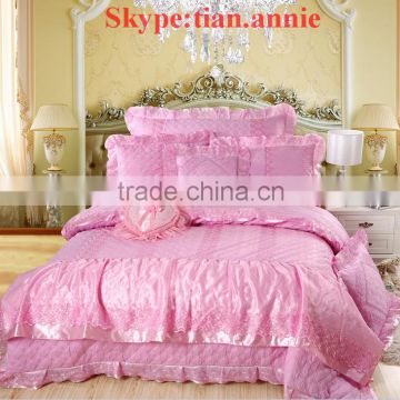 Bedding bedding set bed sheet bedding set for home pink color with lace