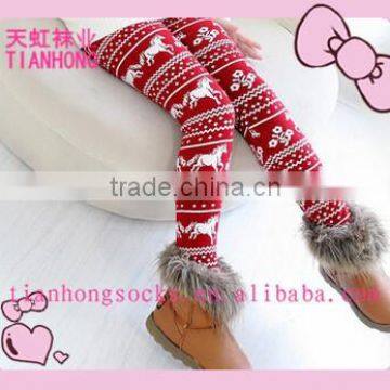 fashion horse pattern knitted red tube pantyhose for children