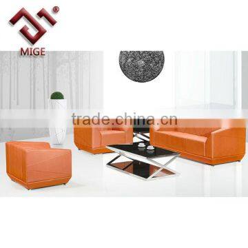 PU Leather Orange Modern Sofa