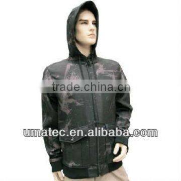 Men's Bonded Printed woven\Fleece Hooded Soft Jacket